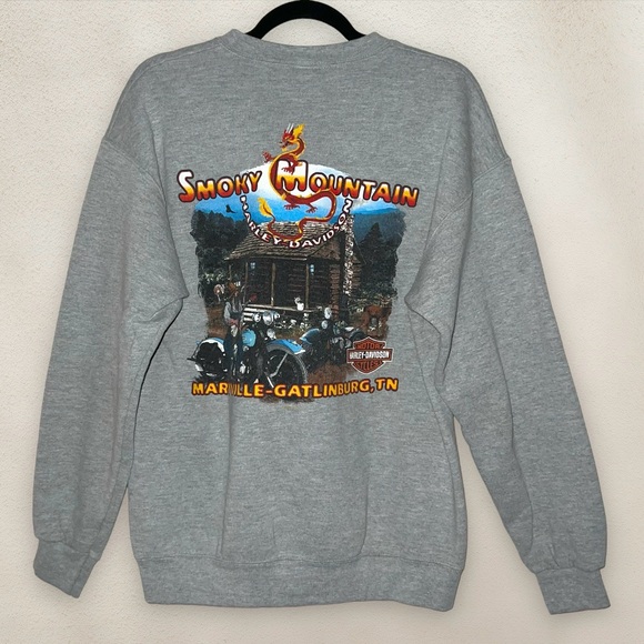 Vintage Harley Davidson Motorcycles Crewneck Sweatshirt Smoky Mountain TN Size M - Picture 2 of 6
